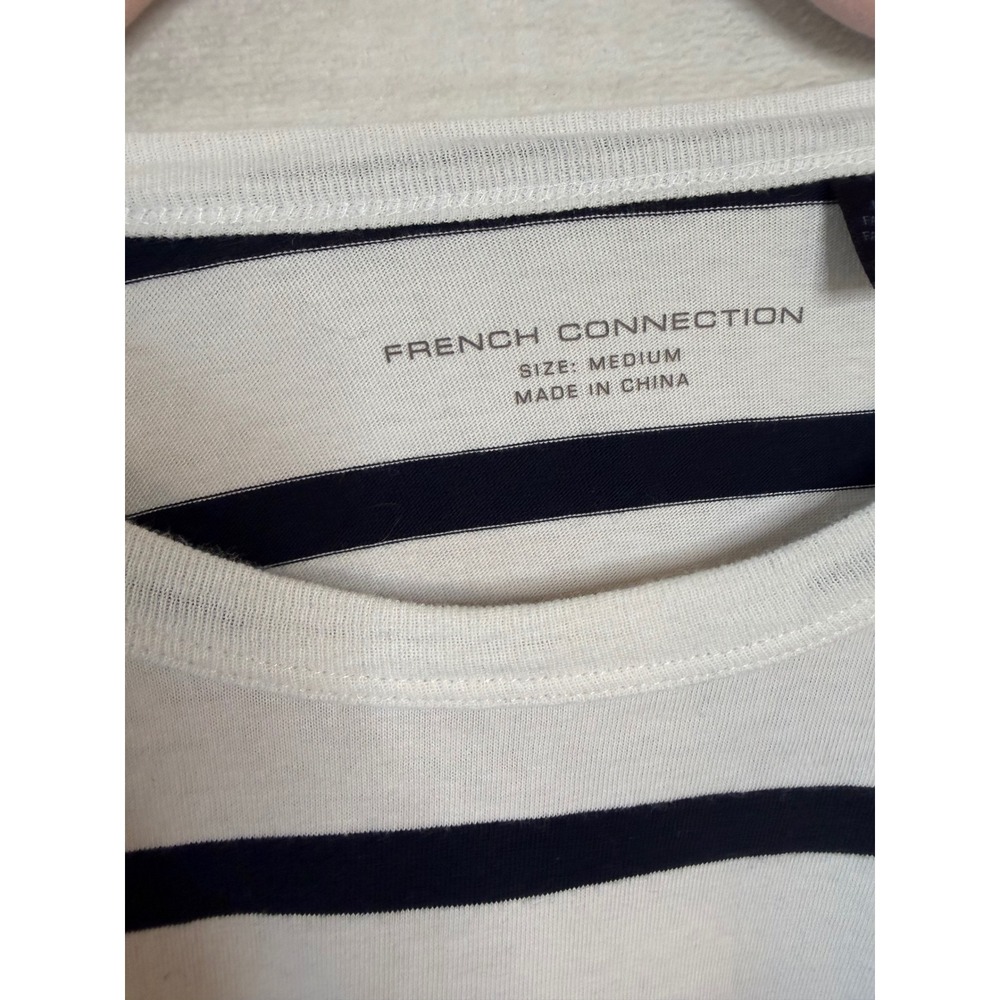 French Connection Womens Striped Padded Shoulder Sleeveless Cotton Top Medium - Picture 3 of 6